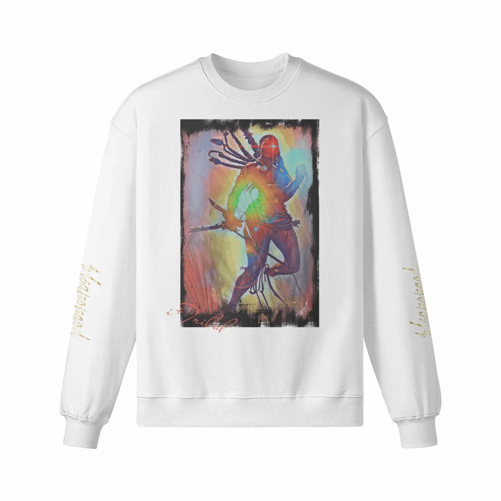 Art Designed Tribal Heavy Crewneck Sweatshirt Collection Stylish Streetwear 100% combed cotton (Cream)