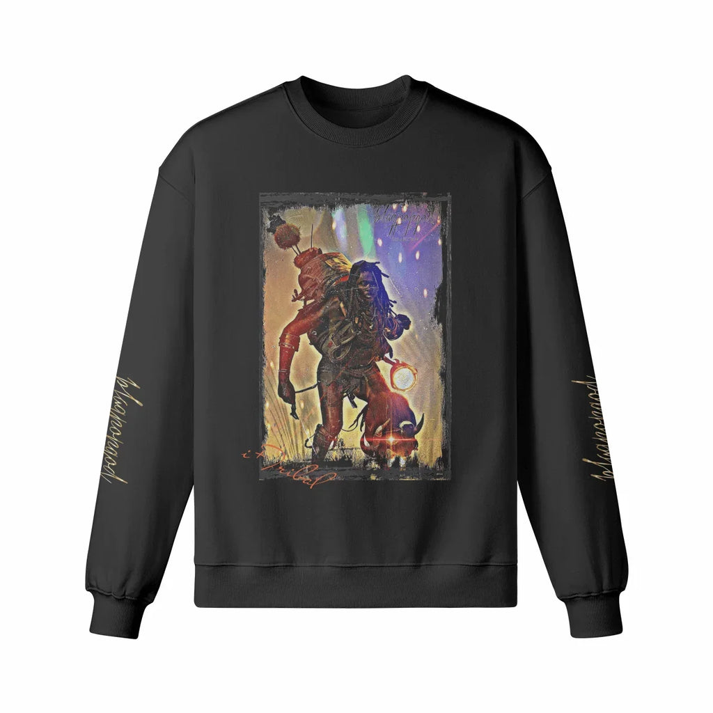 Art Designed Tribal Heavy Crewneck Sweatshirt Collection Stylish Streetwear 100% combed cotton (Black)