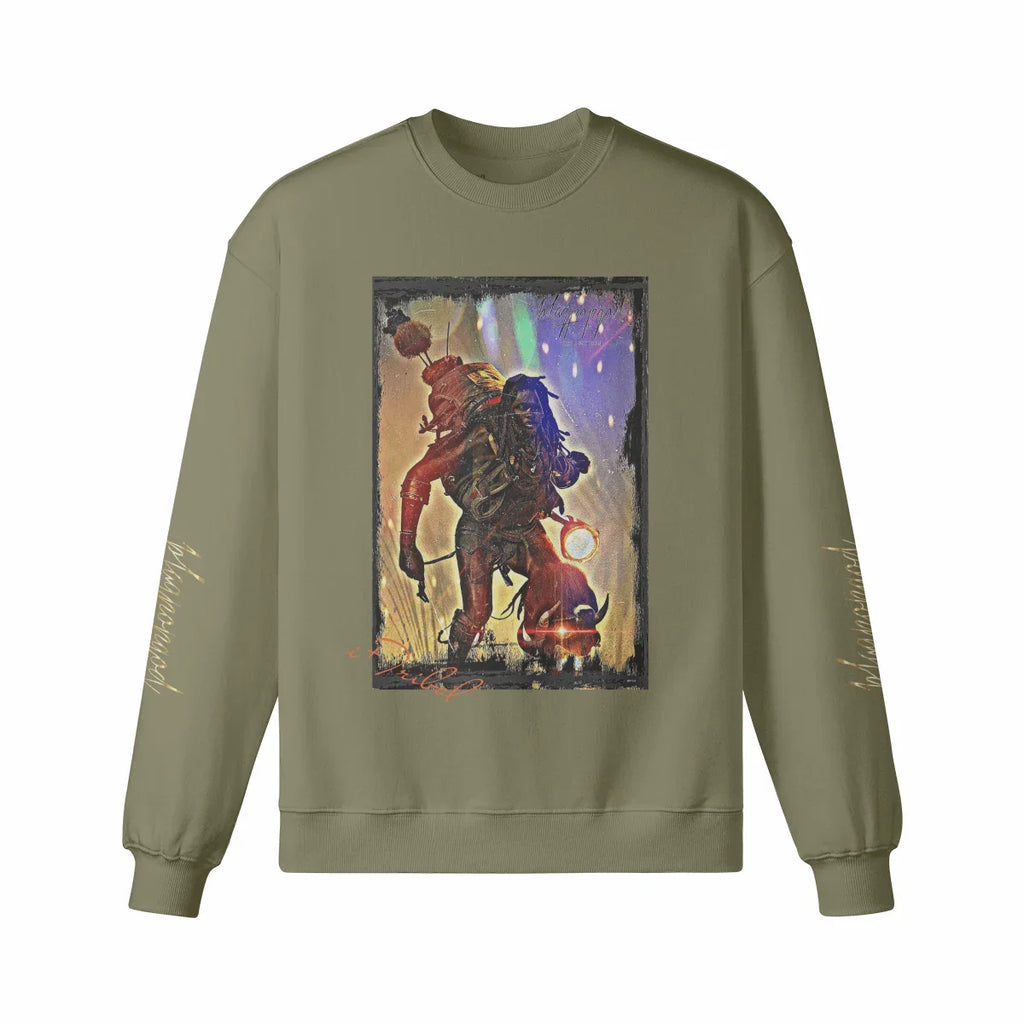 Art Designed Tribal Heavy Crewneck Sweatshirt Collection Stylish Streetwear 100% combed cotton (Black)