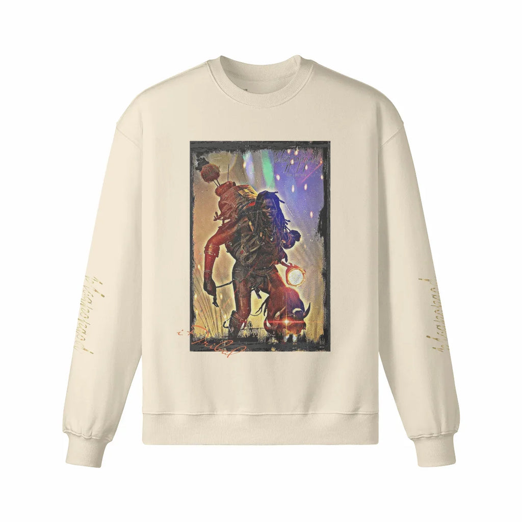 Art Designed Tribal Heavy Crewneck Sweatshirt Collection Stylish Streetwear 100% combed cotton (Black)