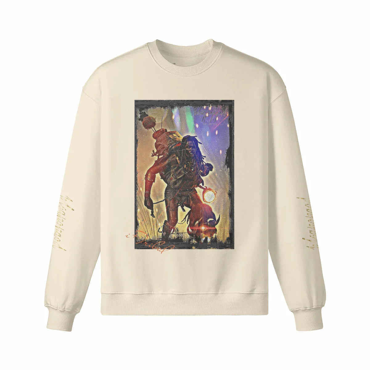 Art Designed Tribal Heavy Crewneck Sweatshirt Collection Stylish Streetwear 100% combed cotton (Black)