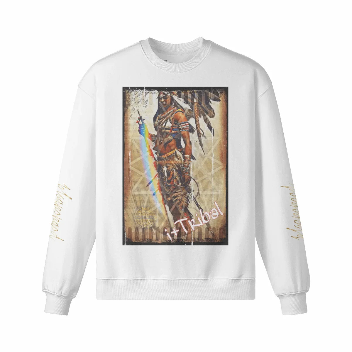 Art Designed Tribal Heavy Crewneck Sweatshirt  (Gray)