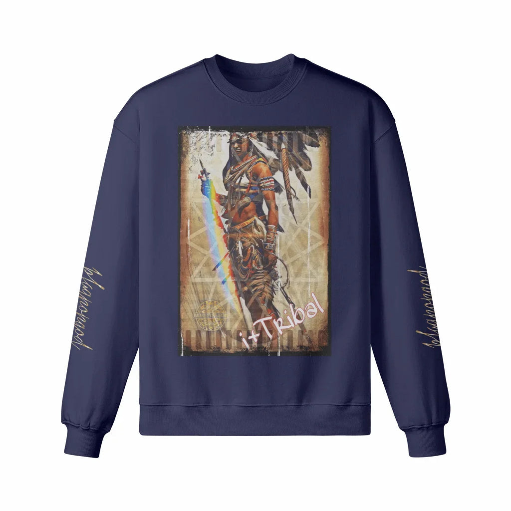 Art Designed Tribal Heavy Crewneck Sweatshirt  (Gray)