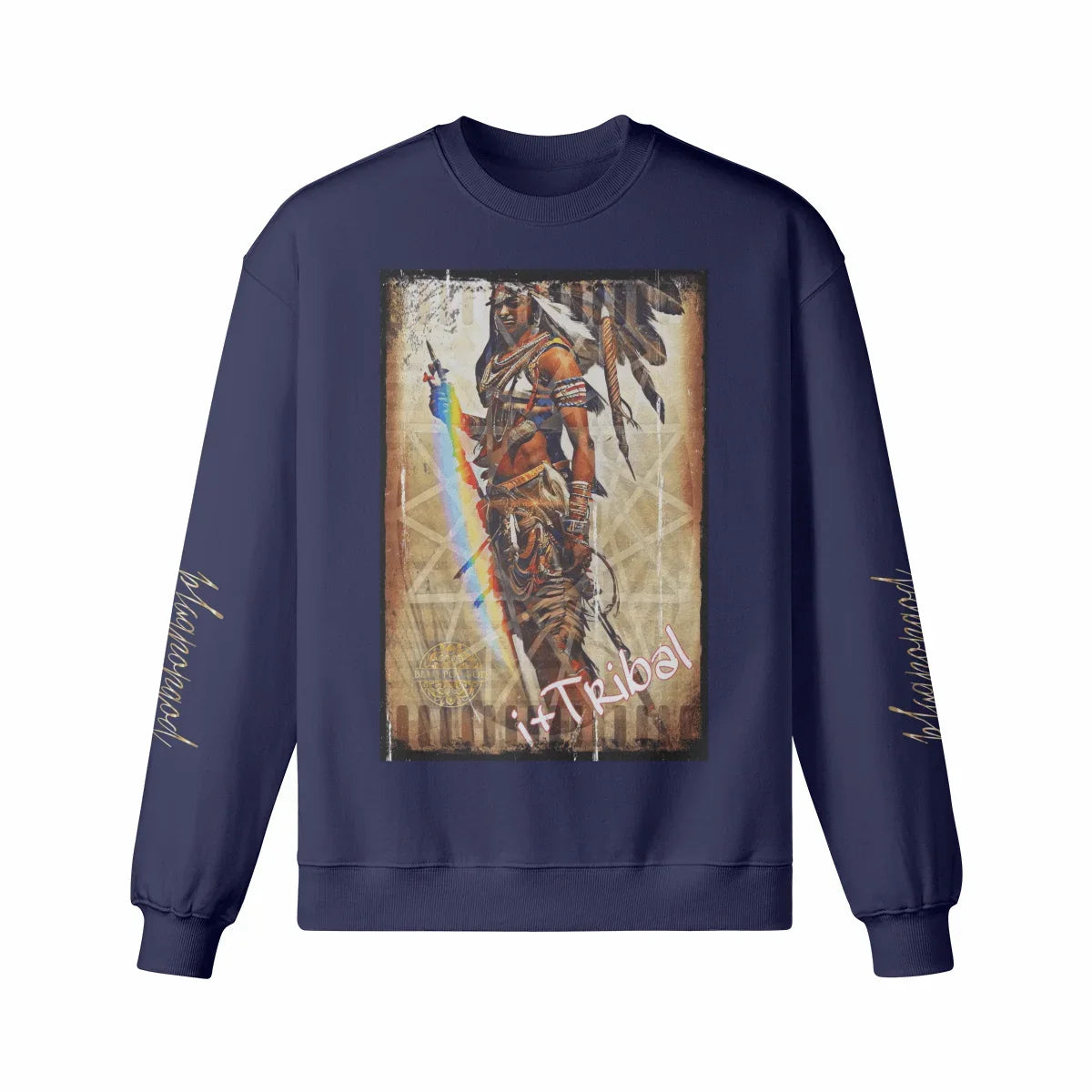 Art Designed Tribal Heavy Crewneck Sweatshirt  (Gray)