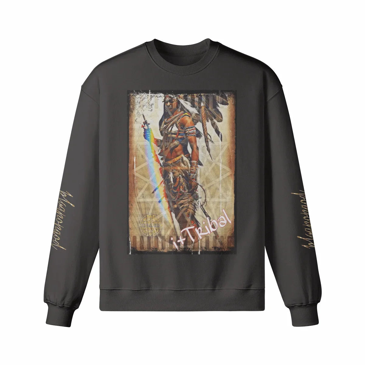 Art Designed Tribal Heavy Crewneck Sweatshirt  (Gray)