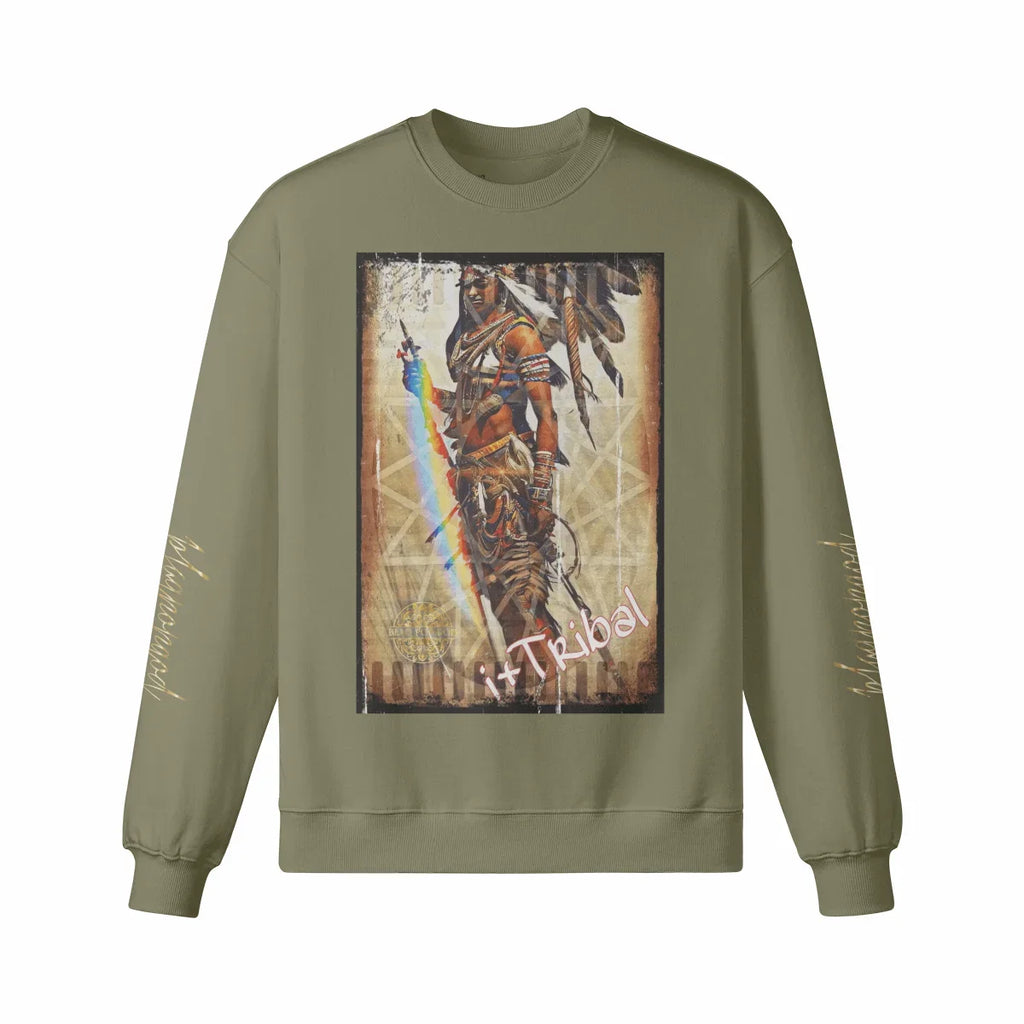Art Designed Tribal Heavy Crewneck Sweatshirt  (Gray)