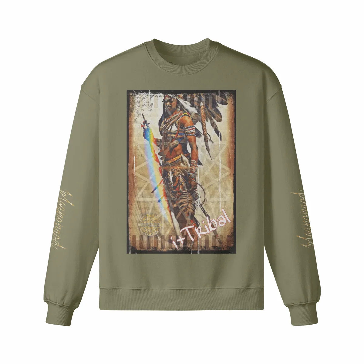 Art Designed Tribal Heavy Crewneck Sweatshirt  (Gray)