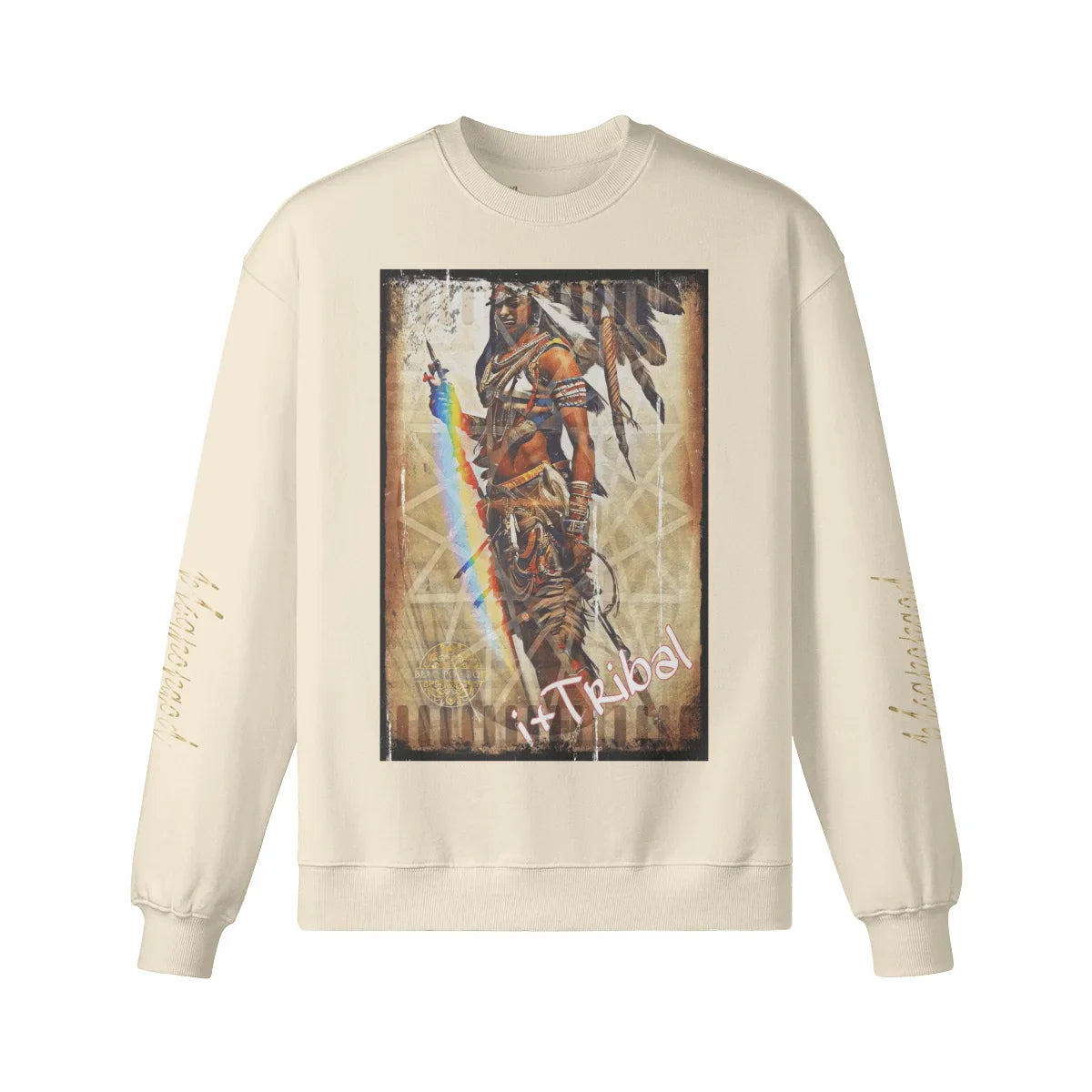 Art Designed Tribal Heavy Crewneck Sweatshirt  (Gray)