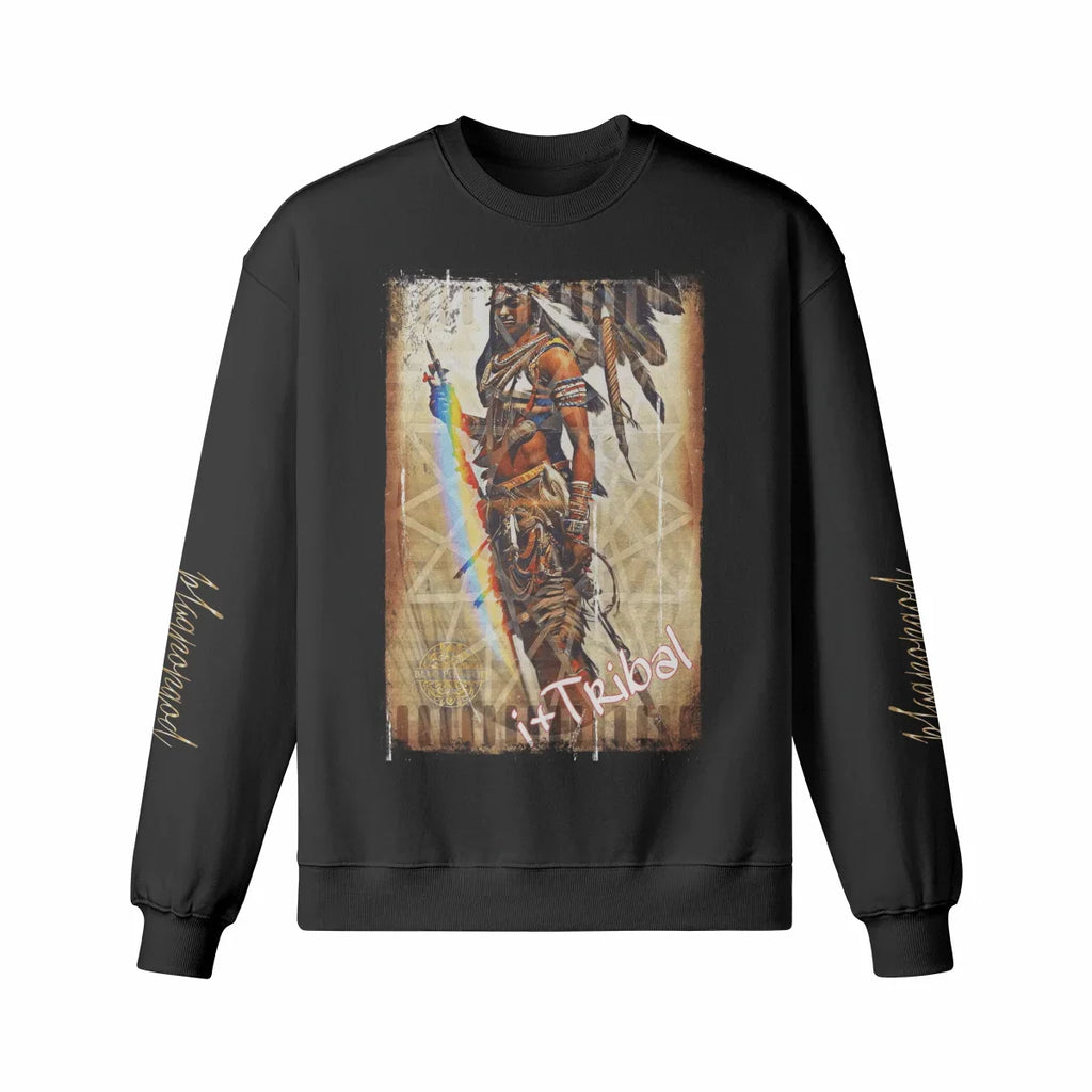 Art Designed Tribal Heavy Crewneck Sweatshirt  (Gray)