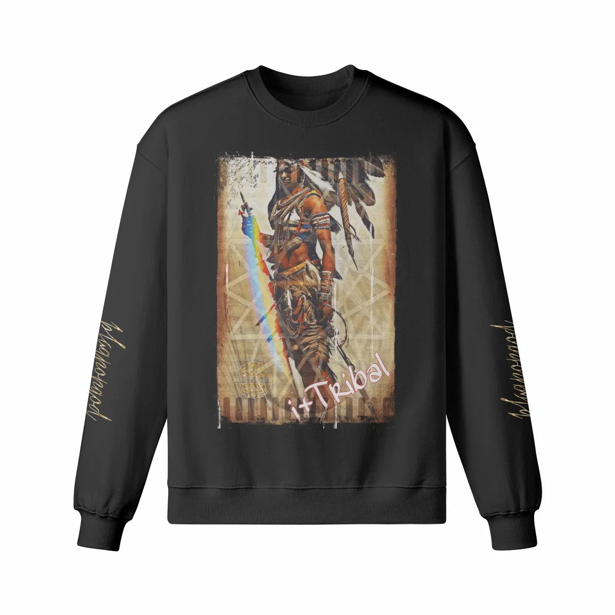 Art Designed Tribal Heavy Crewneck Sweatshirt  (Gray)